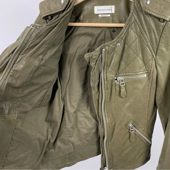 Isabel Marant Étoile Kady Quilted Lamb Leather Jacket Sand Cognac US4 Small - Picture 11 of 16